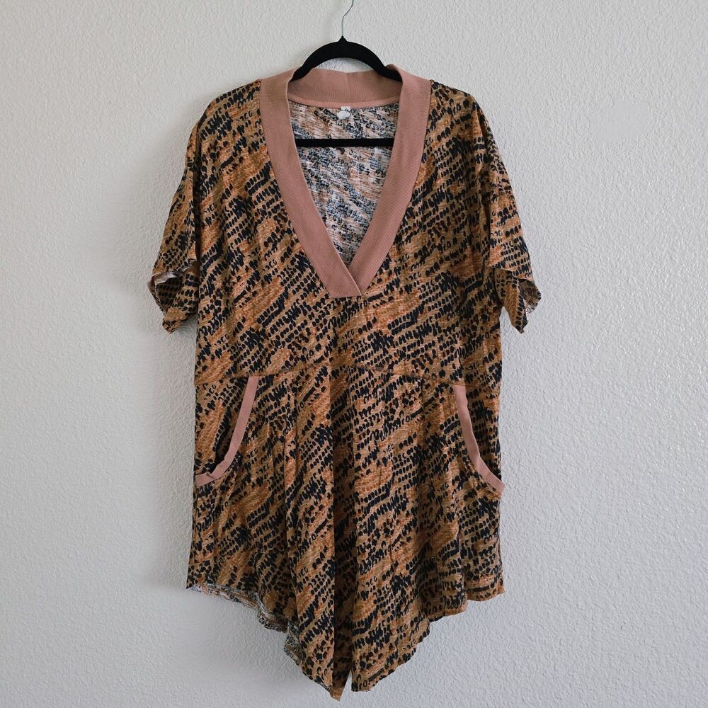 Intimately Free People Why Not Romper Printed Brown Multi Women's S Loose Fit - Picture 2 of 13
